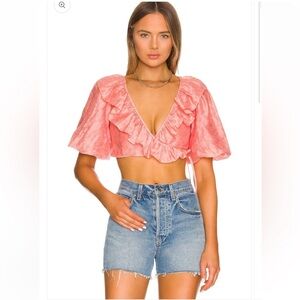 Tularosa Hailey Wrap Top Coral Medium Revolve